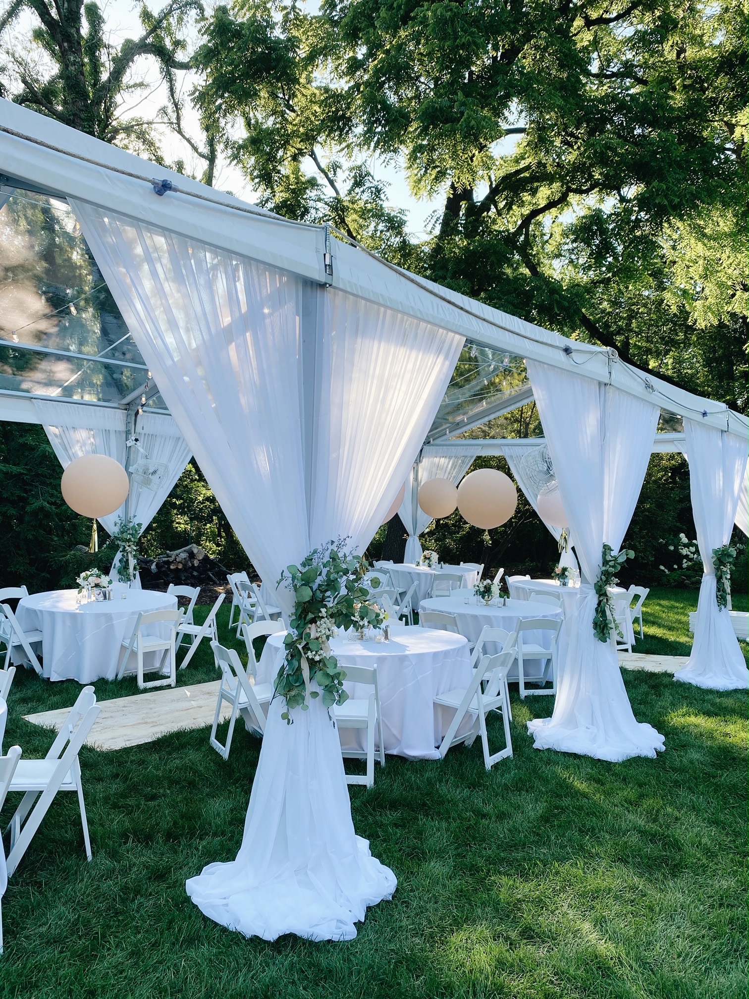 Wedding Engagement Tent Draping | Elegant Event Lighting